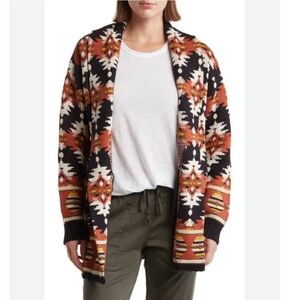 LUCKY BRAND AZTEC PRINT CARDIGAN SWEATER WITH POCKETS SIZE MEDIUM LIKE NEW!